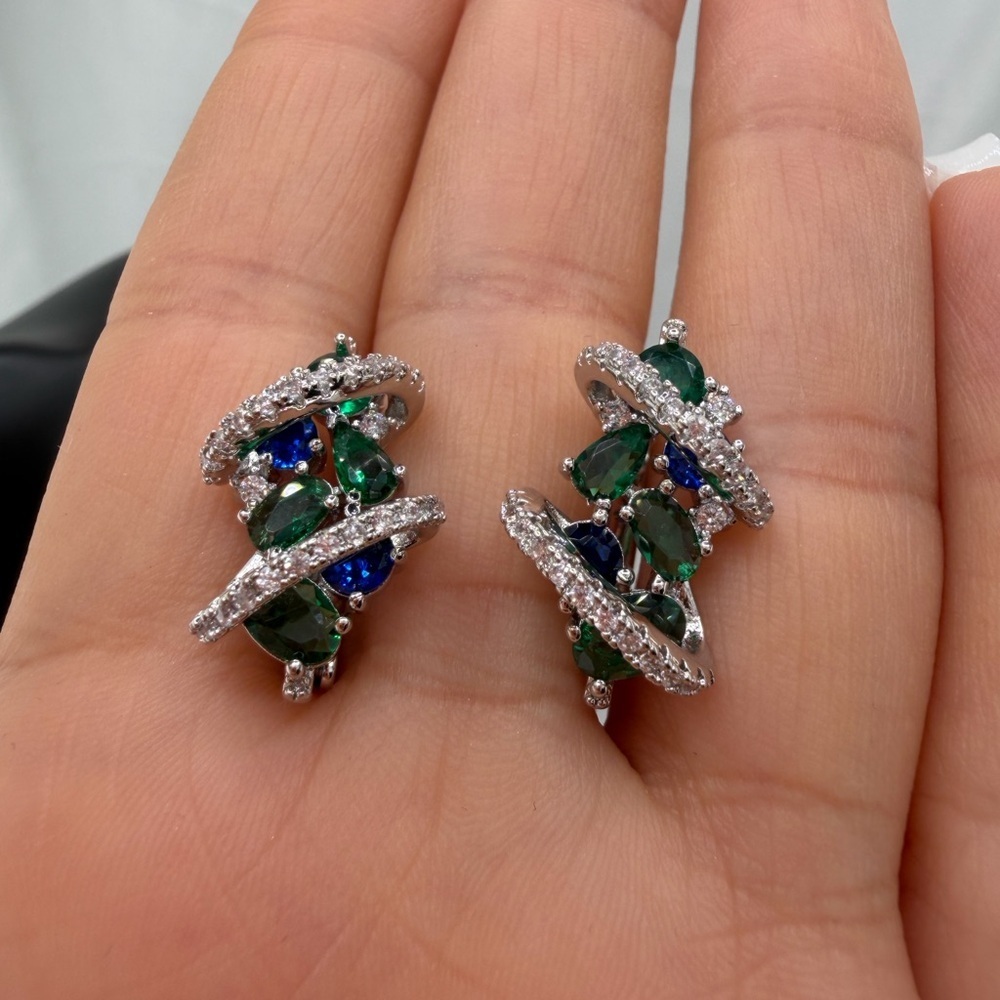 Anthropologie Crystal Swirl Drop Earrings | Elegant Evening Look - Picture 4 of 13